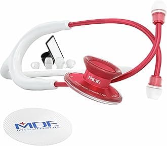Sponsored Ad – MDF Acoustica Lightweight Stethoscope for Doctors, Nurses, Students, Home Health Use, Adult, Dual Head, White Tube, Red Chestpiece-Headset, MDF747XPR29