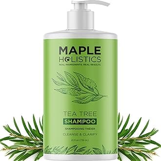 Maple Holistics Tea Tree Oil Shampoo Sulfate Free - Deep Cleansing Vegan Tea Tree Shampoo for Oily Hair and Scalp - Daily for Build up with Rosemary Essential Oil for All Hair Types 25 Fl Oz