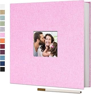 Vienrose Large Photo Album Self Adhesive for 4x6 8x10 10x12 Pictures Linen Scrapbook Album DIY 60 Blank Pages with A Metallic Pen