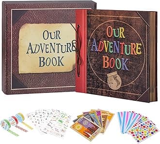 Scrapbook Photo Album, 12x12 Inch Our Adventure Book, 3D Embossed Words Hard Cover Movie Up Travel Album for Anniversary, Wedding, Baby Shower (Scrapbook-Letter)