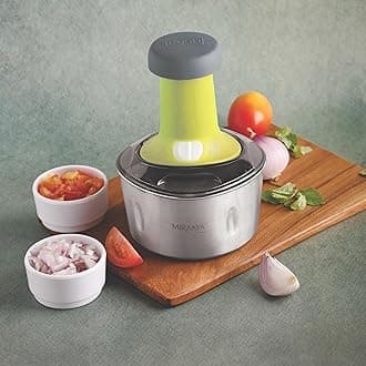 Hand Press Push Chopper with 3 Blades for Effortless Chopping Vegetable & Fruits, with BIS Certified, Jindal Seal & Made in India 600ml (Push Chopper 600ml, Green)