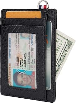 Slim Minimalist Front Pocket Wallet, Travel RFID Blocking Small Leather Thin Wallet, Credit Card Holder for Men and Women