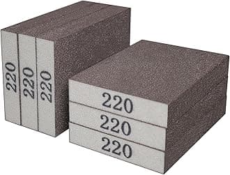 6 Pack 220 Grit Hand Sanding Block, Washable and Reusable Sanding Sponge Great for Pot Brush Pan Brush Sponge Brush Glasses Sanding Wood Sanding Metal Sanding (220 Grit)