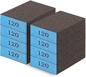 Romeda 8-Pack Sandpaper Block, 120 Grits Washable and Reusable Handmade Sanding Sponge, Drywall Sandpaper Blocks for Wooden Drywall Sheetrock and Metal Glazing