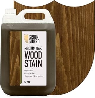 Wood Stain | Medium Oak | 5 Litre | Water-Based & Low Odour | Eco-Friendly and Non-Toxic | Interior Furniture Wood Stain | Easy Application | Quick Drying