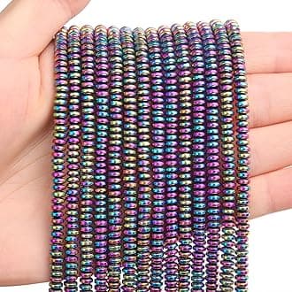 BONNY BOXX 150PCs Natural 2 * 4mm Vitrail Medium Hematite Rondelle Beads, Natural Abacus Disk Stone Beads Loose Spacer Gemstone Beads for DIY Bracelet Necklace Jewelry Making