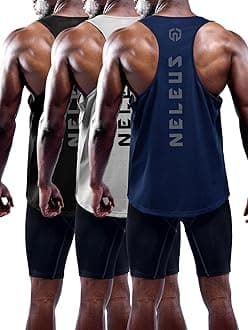 NELEUS Men's 3 Pack Dry Fit Y-Back Muscle Tank Workout Gym Shirt