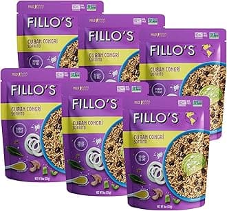 Fillo's Cuban Congri - Black Beans and Rice, Ready to Eat Rice with Beans, 8 oz Pk of 6, Gluten-Free, Preservative-Free, Microwavable Meals, Non-GMO, Vegan