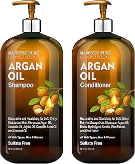 Argan Oil Shampoo and Conditioner, from Majestic Pure, Improve formula Sulfate, Vitamin Enriched, Volumizing & Gentle Hair Restoration Formula for Daily Use, for Men and Women, 16 fl oz Each