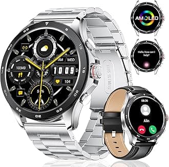 LIGE Smart Watch for Men 1.43'' AMOLED with 3 Straps and Answer/Make Call,Fitness Watch 100+ Sports Modes,Heart Rate Sleep Monitor Smartwatch for Android iOS Phones (silver+black)
