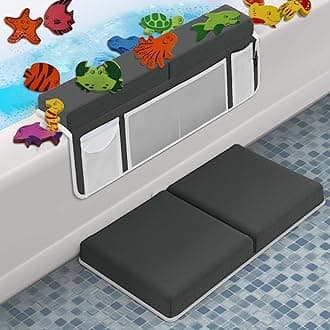 Supa Ant Baby Bath Kneeler and Elbow Rest Pad –Mom’s Choice Award Winner –US-Designed Extra Thick Bathtub Kneeling Pad with 8 Suction Cups, 5-Pocket Organizer, Non-Slip, Cushioned, Durable (Charcoal)