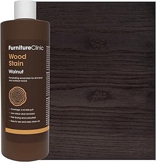 Furniture Clinic Wood Stain | Walnut | Water Based | Quick Drying, Low Odor & Non-Toxic | For Indoor & Outdoor Furniture | Multiple Finishes | (17oz/500ml)