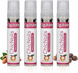 Cuticle Oil Roll-On. Nourishing & Hydrating Formula for Healthy Nails. Easy-to-Apply Roll-On Bottle, Perfect for Dry Cuticles & Nail Care, Compact & Travel-Friendly - 10ml pack of 4