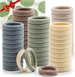 100 Pcs Thick Seamless Hair Ties, Ponytail Holders Hair Accessories for Women Girls No Damage for Thick Hair(Light Theme Colors)