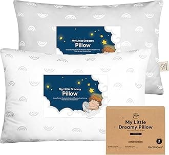 2-Pack Toddler Pillow - Soft Organic Cotton Toddler Pillows for Sleeping - 13X18 Small Pillow for Kids - Kids Pillows for Sleeping - Kids Pillow for Travel, School, Nap, Age 2 to 5 (Gray Rainbow)