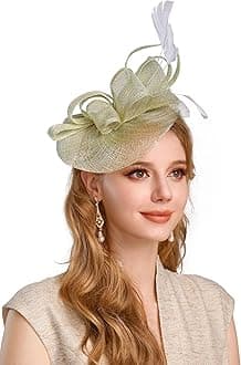 BABEYOND Women's Pillbox Fascinator Hat Kentucky Derby Hat Feather Fascinator Headband Tea Party Fascinator Hat for Cocktail