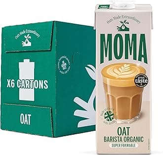 MOMA Organic Barista Oat Drink - 6 x 1L - 100% Plant Based Milk Alternative - Made from British Organic Oats - Vegan - Gluten Free - Fully Foamable - No Added Sugar - GMO Free - Made in the UK