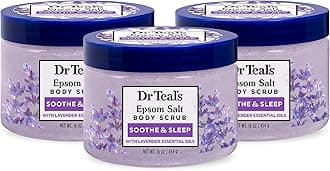 Pure Epsom Salt Body Scrub, Soothe & Sleep with Lavender Essential Oils, 16 oz (Pack of 3)