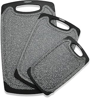 Cutting Boards for Kitchen, Large-Small Cutting Board Set of 3, Dishwasher Safe, Juice Groove, Easy Grip Handle, Non-Slip Rubber Cutting Board