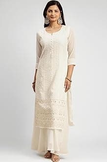 RATAN Women's Georgette Anarkali Lucknowi Chikankari Ethnic Wear Kurta