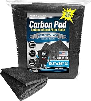 Aquatic Experts Aquarium Carbon Pad - Cut to Fit Carbon Infused Filter Pad Media for Crystal Clear Fish Tank and Ponds (10.5 Inch Width, 36 Inch Long)