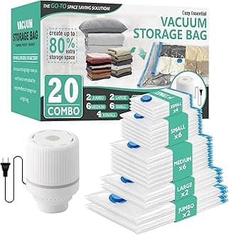 Cozy Essential Vacuum Storage Bags, Space Saver Bags，Compression for Comforters and Blankets, Pillow, Bedding, Sealer Clothes Storage, 20 ECombo