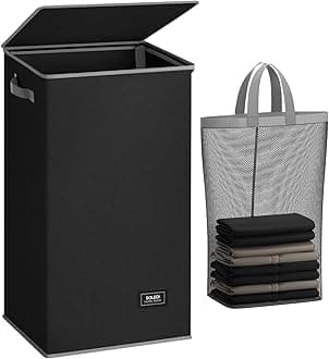 Laundry Hamper Black with Lid and Removable Bag - 100L Large and Tall Laundry Basket Collapsible with Handle for Clothing and Toys Storage - Dirty Clothes Hamper for Bedroom, bathroom, dorm