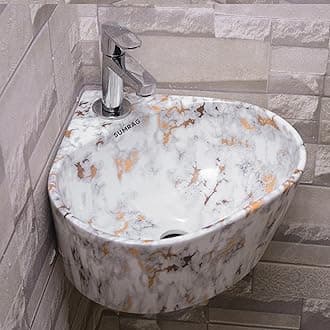 - Compact Corner Wash Basin for Bathroom, Living Room & Dining Hall (14.17 X 13.38 X 6.10 In)