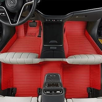 Custom car Floor mat is Compatible for Mercedes-Benz，to All Models for Benz (2000-2025) C260/C200/S500/ A260/ B200，Luxurious ‌All-Weather car Floor MATS. (The red Stripe -)