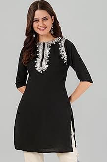 Brownverse Pure Cotton Embroidered Women Short Kurti