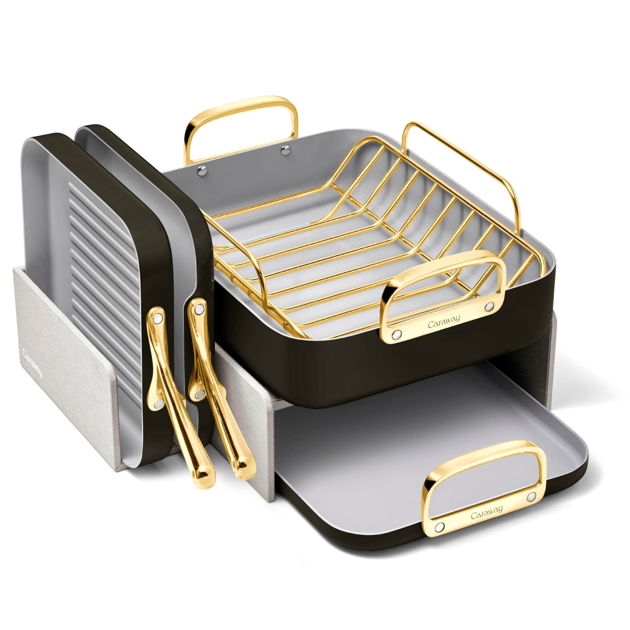 Square Cookware Set - 5pcs Non-Toxic Ceramic Coated Non-Stick Square Pans - Black