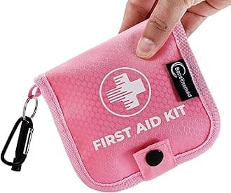 Mini First Aid Kit - 137 Piece Small Emergency Medical Kit for Home, Car, Travel, Camping & Outdoor Activities (Pink)