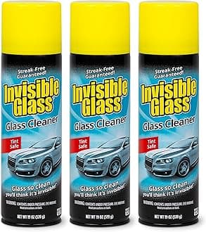 Invisible Glass 91164-3PK Premium Aerosol Glass and Window Cleaner for Auto and Home Cleans Glass, Windows, Windshields, and More, Streak-Free, Ammonia-Free, Tint-Safe, 19 oz (Pack of 3)