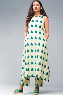 Leriya Fashion Kurta Sets for Woman | Sleeveless Kurti Set for Woman | Short Kurti for Women Latest | Kurtis | Dress | Sleeveless Straight Kurta Set with Palazzo Pants | Salwar Suit for Party Outfits