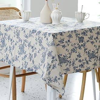 Pastoral Square Tablecloth - 40 x 40 Inch Table Cloth - Washable Table Cover with Dust-Proof Wrinkle Resistant for Restaurant, Picnic, Indoor and Outdoor Dining, Floral (Dark Blue)