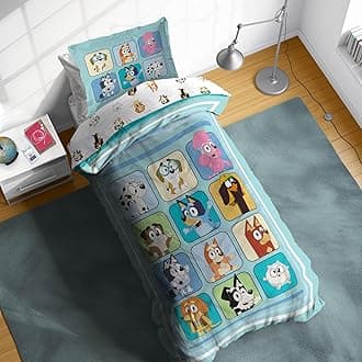 Bluey & Friends Twin Comforter Set - 5 Piece Kids Bedding Includes Comforter, Sheets & Pillow Cover - Super Soft Microfiber Bed Set