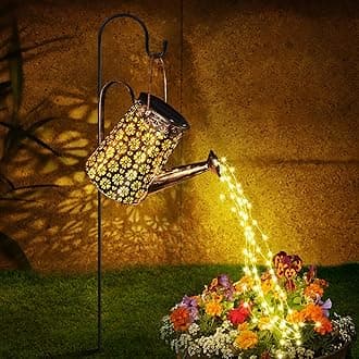 Solar Watering Can with Lights,Afootry Solar Waterfall Lights with Cascading Lights,Water Can Solar Lights Outdoor Garden for Yard Lawn Decorations Solar Lights Outdoor Garden Decorations