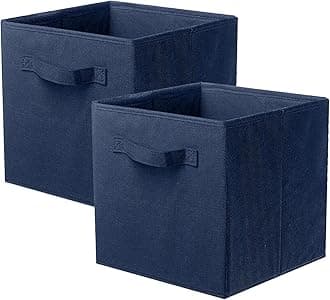 ShellKingdom Storage Bins, Foldable Fabric Storage Cubes And Cloth Organizer Drawer For Closet And Toys, 2 Pack (Dark Blue)