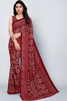 Women's Georgette Bandhani Printed Saree with Blouse