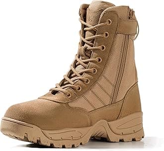 Men's Military Tactical Combat Boots Side Zipper Work Motorcycle Boots 8 inch