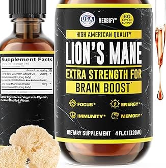 Lions Mane - Lions Mane Mushroom Supplement- Lions Mane Tincture - Natural Immune Support - Lions Mane Tincture for Memory, Focus & Clarity - Daily Mushroom Supplement - Vegan, Organic - 4 Fl oz