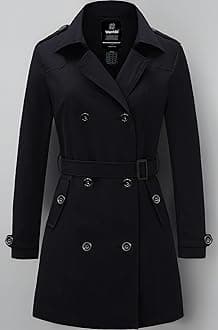 Wantdo Women's Double-Breasted Trench Coat with Belt