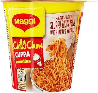 Instant Cuppa Noodles, Chilly Chow Vegetarian, 70 Gm Pack | New Recipe | Delicious Slurpy Saucy Taste | With Extra Veggies