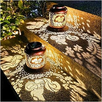 2 Pack Squirrel Solar Lanterns Outdoor Waterproof Hanging Solar Lights Squirrel Gifts for Women Men Metal Decorative LED Lanterns for Yard, Patio, Lawn, Tabletop, Pathway, Landscape, Garden Decor