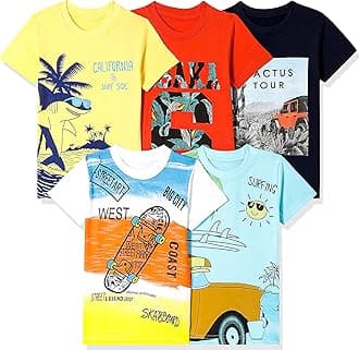 T2F Boys Boys regular fit tshirt T-Shirt (pack of 5)