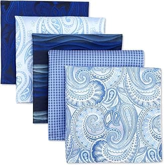 SHLAX&WING Assorted 5 Pieces Mens Silk Pocket Squares Handkerchiefs Set Lot
