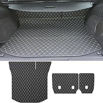 Cargo Liner & Backrest Mat for 2011-2021 Jeep Grand Cherokee - Custom Fit PU Leather Trunk Mat & Rear Backrest Protector - All Weather Easy to Clean Waterproof Anti-Slip Cargo Mats