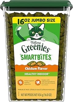 FELINE SMARTBITES HEALTHY INDOOR Natural Treats for Cats, Chicken Flavor, 16 oz. Tub
