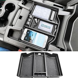 Full Center Console Organizer Compatible with 2019-2023 2024 2025 2026 Dodge RAM 1500 2500 3500 Accessories ABS Plastic Material Insert Tray Secondary Storage Armrest Box, Black