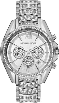 Michael KorsWhitney Stainless Steel Watch with Glitz Accents, Silver Glitz, 44 mm, Chronograph
